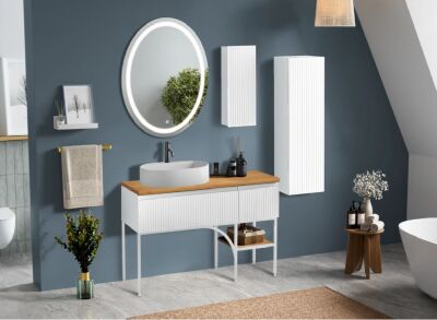Badella Royal Banyo Dolap Takımı 120cm Beyaz-Ud ROYAL 28120 V54 - 1