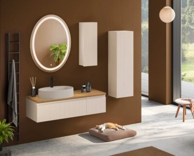 Badella Royal Banyo Dolap Takımı 120cm Kum ROYAL 28120 V55 - 1