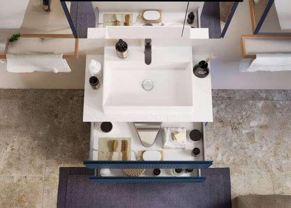 Badella Royal Banyo Dolap Takımı 85cm Lacivert ROYAL 5585 V51 - 2