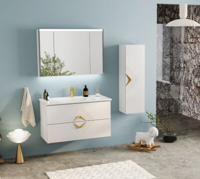 Badella Vesta Banyo Dolap Takımı 100cm Beyaz VESTA 55100 V51 - 1