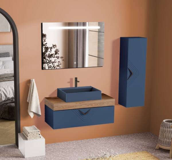 Badella Vesta Banyo Dolap Takımı 100cm Lacivert VESTA 28100 V53 - 1