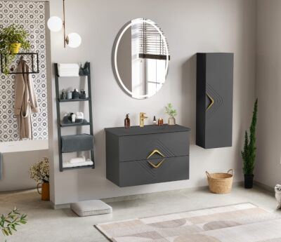 Badella Vesta Banyo Dolap Takımı 85cm Antrasit VESTA 5585 V53 - 1