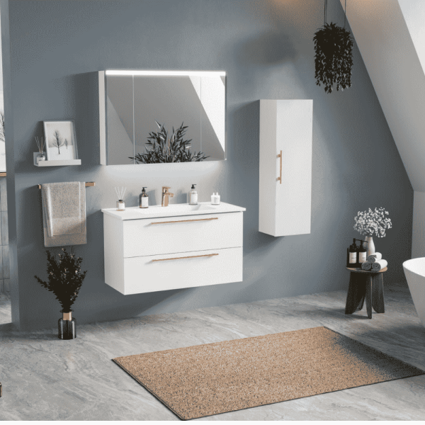 Badella Mona Banyo Dolap Takımı 100cm Beyaz MONA 55100 V51 - 1
