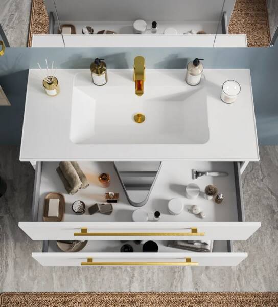 Badella Mona Banyo Dolap Takımı 100cm Beyaz MONA 55100 V51 - 2