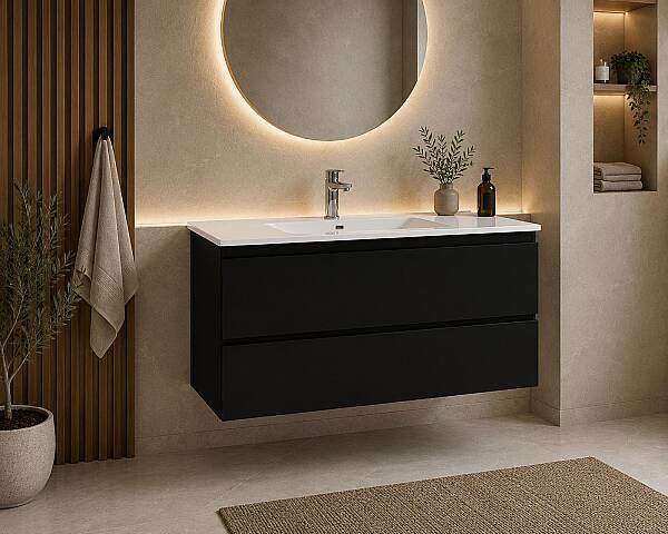Creavit Alinda Lavabo Dolabı 100 Cm Parlak Siyah - 1