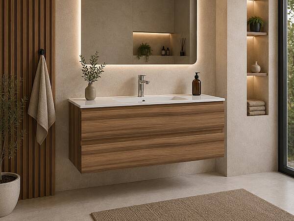 Creavit Alinda Lavabo Dolabı 120 Cm Açık Ceviz - 1
