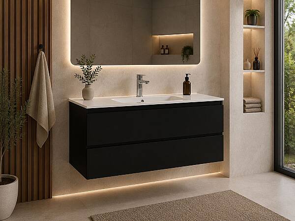 Creavit Alinda Lavabo Dolabı 120 Cm Parlak Siyah - 1