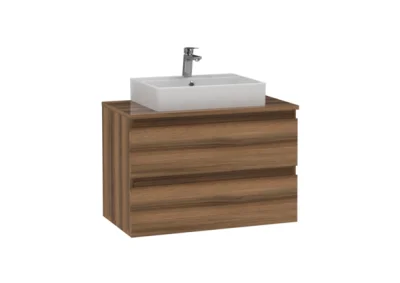 Creavit Alinda Lavabo Dolabı 80 Cm Parlak Açık Ceviz - 1