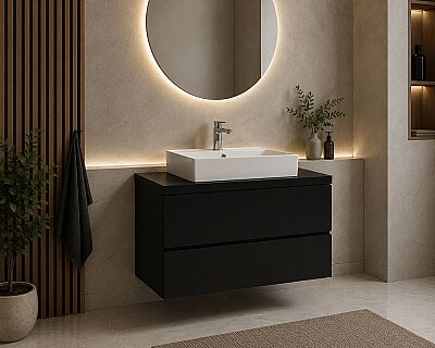 Creavit Alinda Lavabo Dolabı 80 Cm Parlak Siyah - CREAVİT