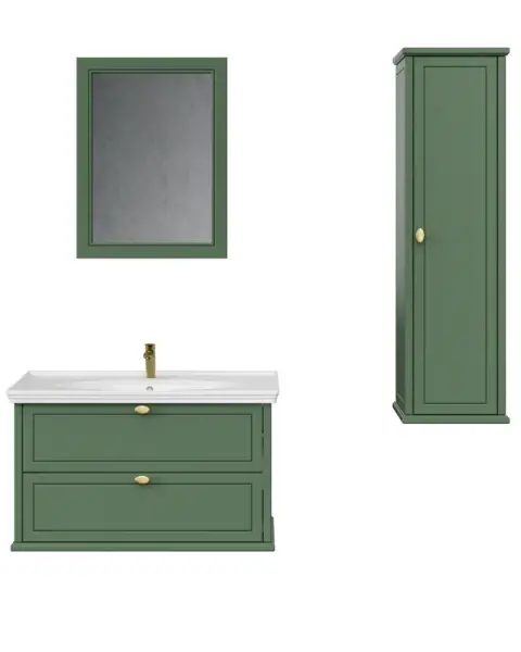 Creavit Antik Çekmeceli Lavabo Dolabı 100 Cm Zeytuni - 1