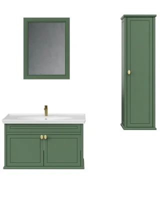 Creavit Antik Kapaklı Lavabo Dolabı 100 Cm Zeytuni - 1