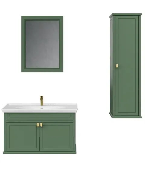 Creavit Antik Kapaklı Lavabo Dolabı 100 Cm Zeytuni - 1