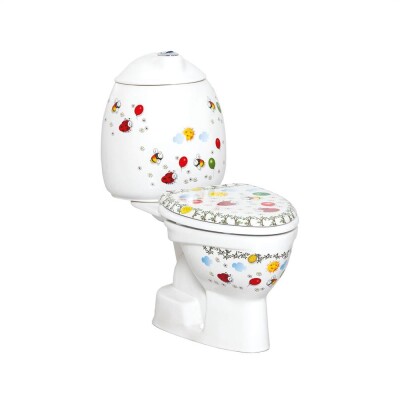 Creavit Çocuk Alttan Çıkışlı Klozet Seti - Beyaz Dekorlu CK300 - CREAVİT