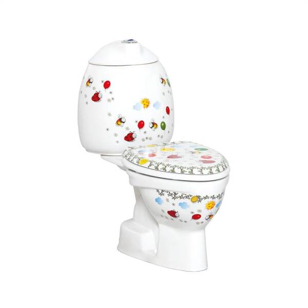 Creavit Çocuk Alttan Çıkışlı Klozet Seti - Beyaz Dekorlu CK300 - 1