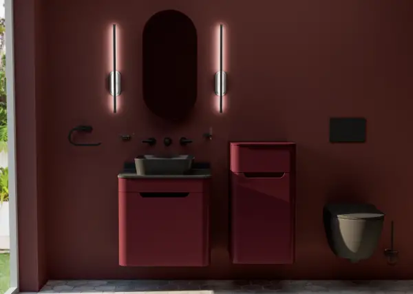 Creavit Colorit Çekmeceli Lavabo Dolabı 60 Cm Berry - 1