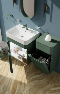 Creavit Colorit Kapaklı Lavabo Dolabı 60 Cm Nil Yeşili - 2