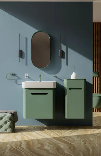 Creavit Colorit Kapaklı Lavabo Dolabı 60 Cm Nil Yeşili - 1