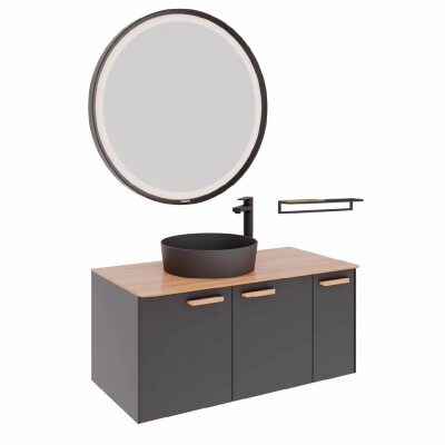 Creavit Elata Lavabo Dolabı 100 cm Antrasit - CREAVİT