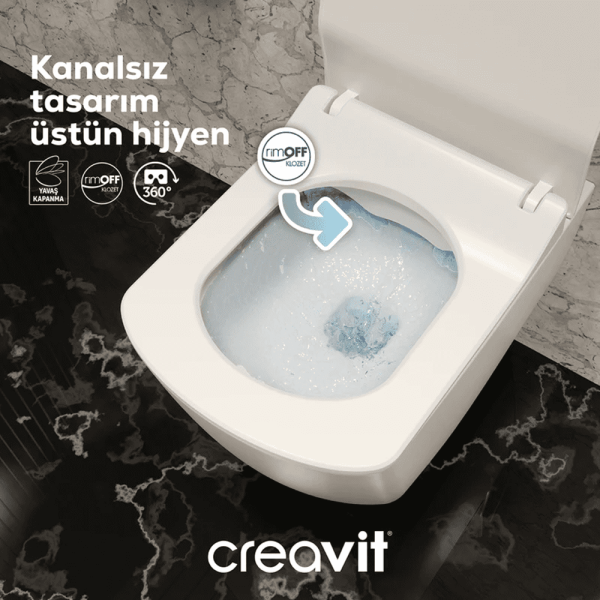 Creavit Elegant Rim-Off Asma Klozet Extra Beyaz EG321 + Elegant Klozet DP Kapak - 2
