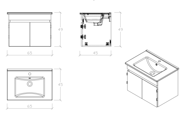 Creavit Flexio Lavabo Dolabı 65 Cm Beyaz - 3