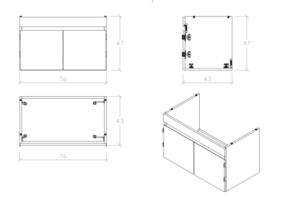 Creavit Flexio Lavabo Dolabı 80 Cm Antrasit - 3