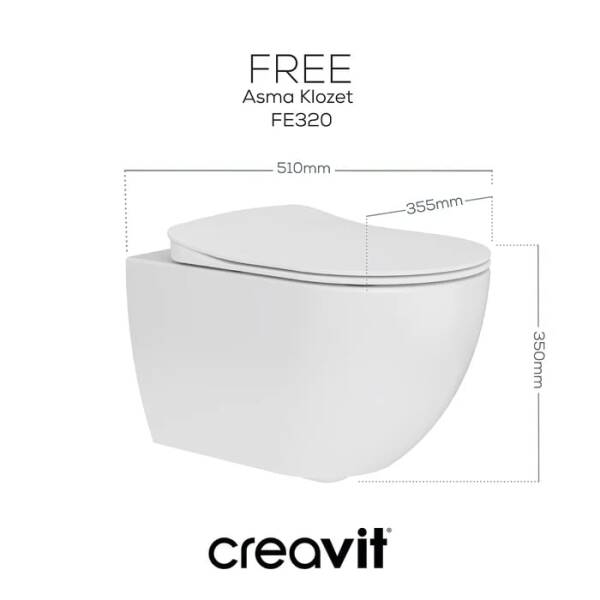 Creavit Free Asma Klozet Beyaz FE320 + Duck Klozet Kapağı - 2
