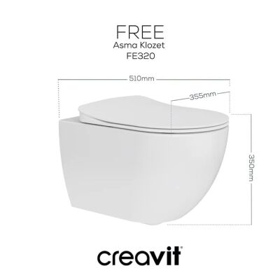 Creavit Free Asma Klozet Beyaz FE320 + Duck DP Klozet Kapağı - 2