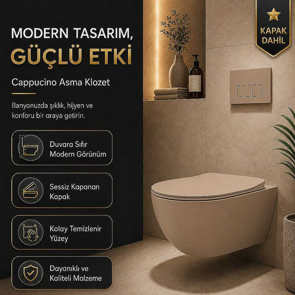 Creavit Free Rim-Off Asma Klozet Mat Cappucino FE320 + Klozet