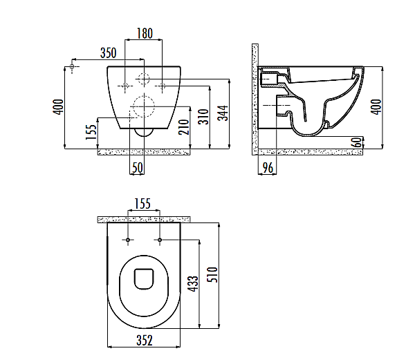 Creavit Free Rim-Off Asma Klozet Mat Cappucino FE320 + Klozet Kapağı - 2
