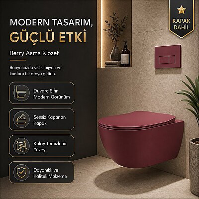 Creavit Free Rim-Off Asma Klozet Berry FE322 + Duck Klozet Kapağı - CREAVİT