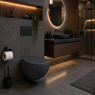 Creavit Free Rim-Off Asma Klozet Mat Basalt + Klozet Kapağı - CREAVİT