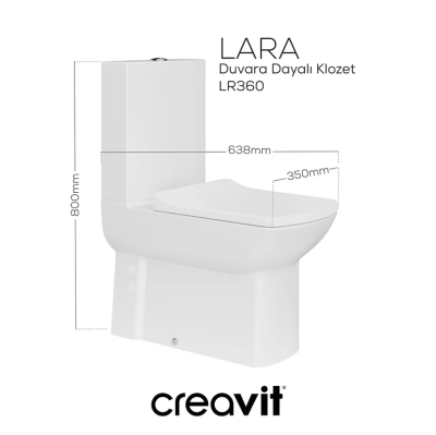 Creavit Lara Duvara Dayalı Klozet Seti LR360 + Lara DP Klozet Kapak - 3