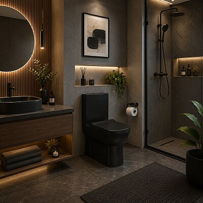 Creavit Lara Duvara Dayalı Klozet Seti Siyah LR360 - CREAVİT