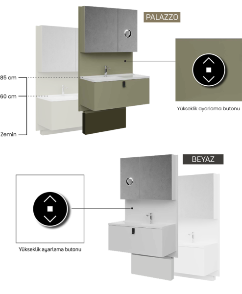 Creavit Level Lavabo Dolabı 100 Cm Palazzo - 4