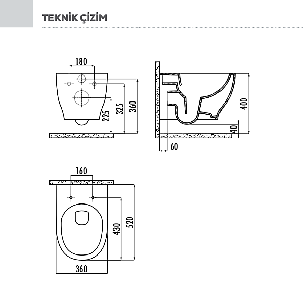 Creavit Mare Rim Off Asma Klozet MA321 + Klozet Kapağı - 2