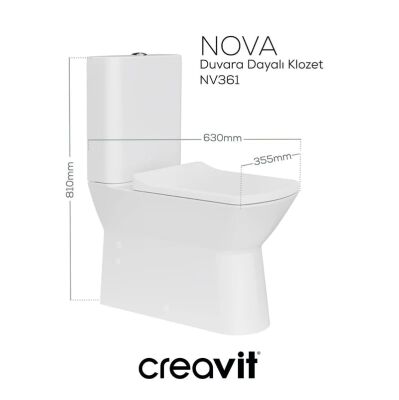 Creavit Nova Rimex Duvara Dayalı Klozet Seti + Lara TP Klozet Kapağı - 2