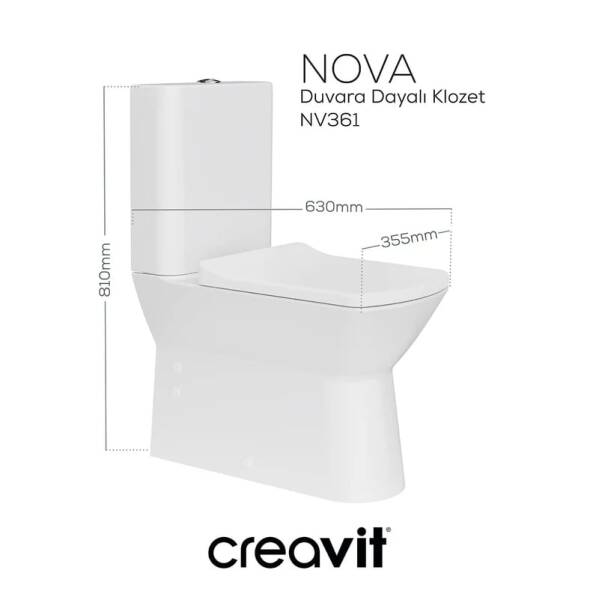 Creavit Nova Rimex Duvara Dayalı Klozet Seti + Lara TP Klozet Kapağı - 2
