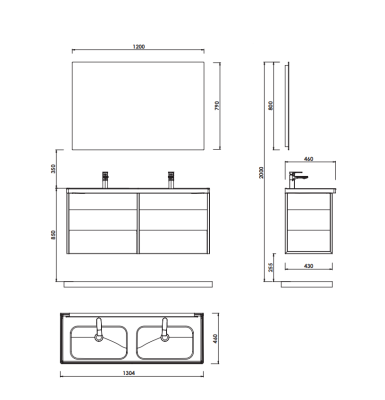 Creavit Obi Lavabo Dolabı 130 Cm Ovangkol - 3