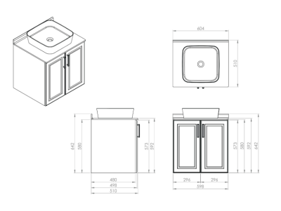Creavit Perra Kapaklı Lavabo Dolabı 60 Cm Tarçın - 2