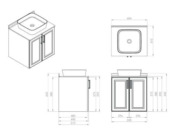 Creavit Perra Kapaklı Lavabo Dolabı 60 Cm Tarçın - 2