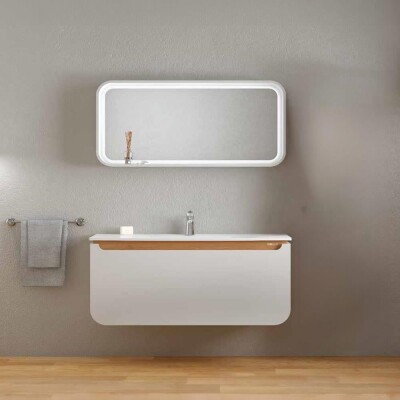 Creavit Pion Lavabo Dolabı Takımı 120cm Beyaz-Meşe - 1