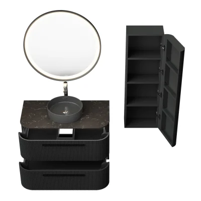 Creavit Rayas Lavabo Dolabı 100 Cm Antrasit - 4