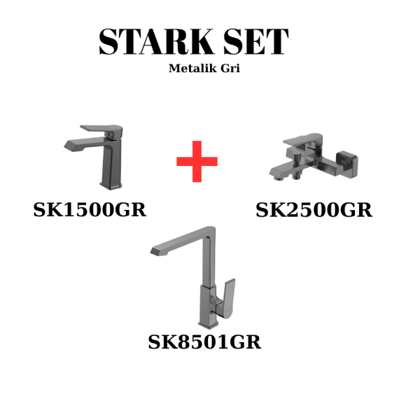 Creavit Stark Batarya Seti Metalik Gri (SK1500GR, SK2500GR, SK8501GR) - 1