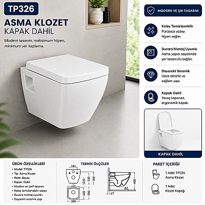 Creavit Tetra Asma Klozet Seti Beyaz TP326 - CREAVİT