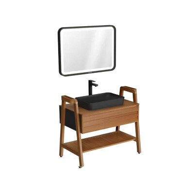 Creavit Truva Lavabo Dolabı 100 cm Siyah - 1