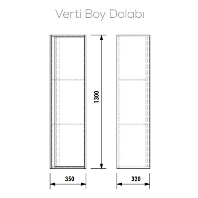 Creavit Verti Boy Dolabı 35 cm - 2