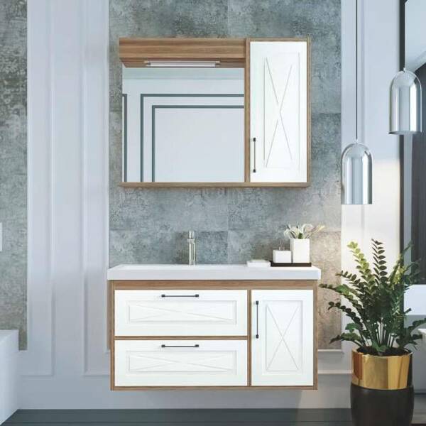 Denko Tokyo Banyo Dolap Takımı 85cm Retro Gümüş - 1