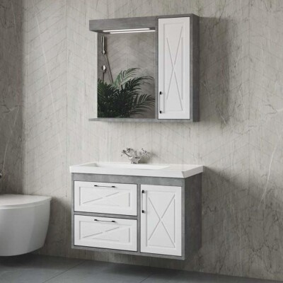 Denko Tokyo Banyo Dolap Takımı 85cm Retro Gümüş - 2