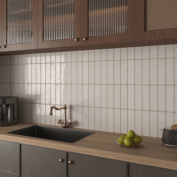 Dune Ceramica Antiga Blanco Dekoratif Karo Mat 6,9x24cm - 2