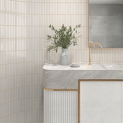 Dune Ceramica Kit-Kat Mosaic Snowy Glossy Dekoratif Karo 11,5x23,1cm - 2